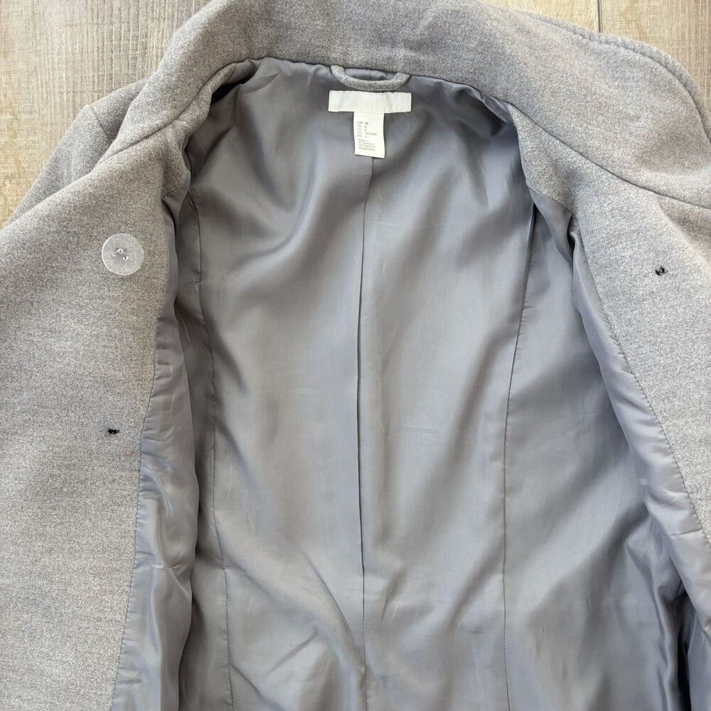 H&M Womens Gray Double Breasted Peacoat Jacket Sz 8 Classic Tailored Fit Capsule - Picture 8 of 14